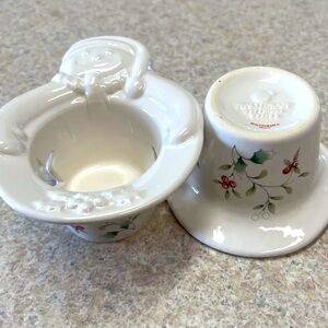 Pfaltzgraff Set Of 2 Winterberry Frosty Lite Tea Light Holder Snowman Design EUC